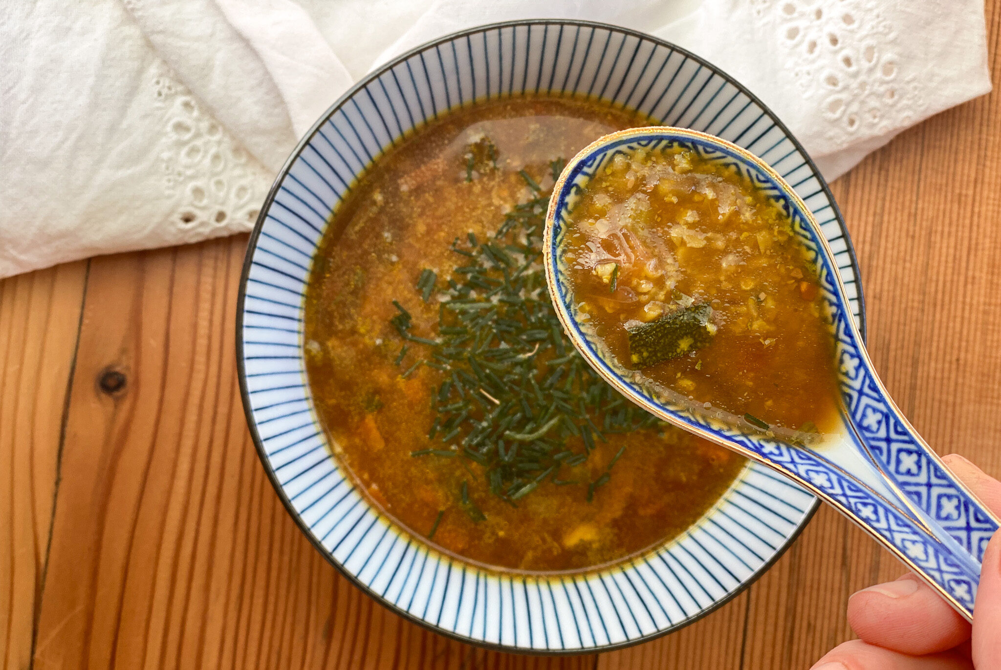 'Gemüsesuppe mit Hirse und Linsen'